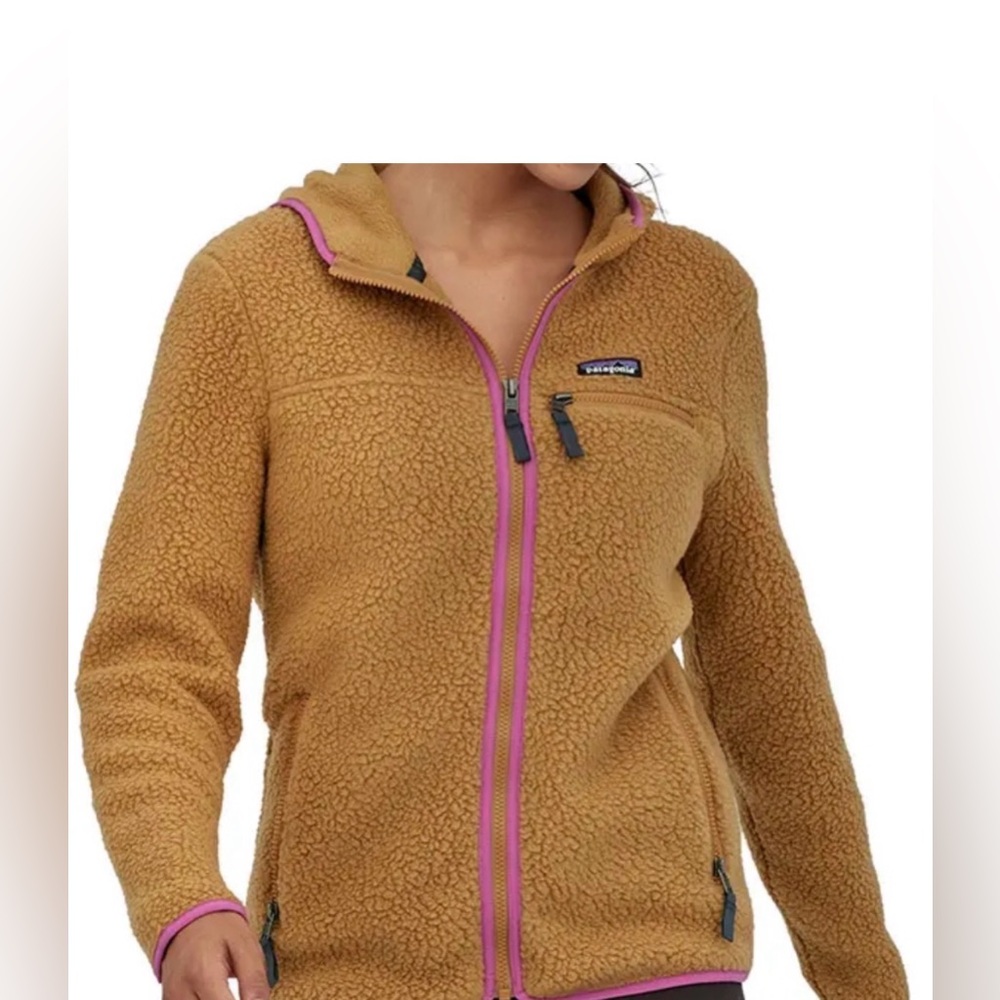 Patagonia Brown Teddy Jacket with Pink Trim